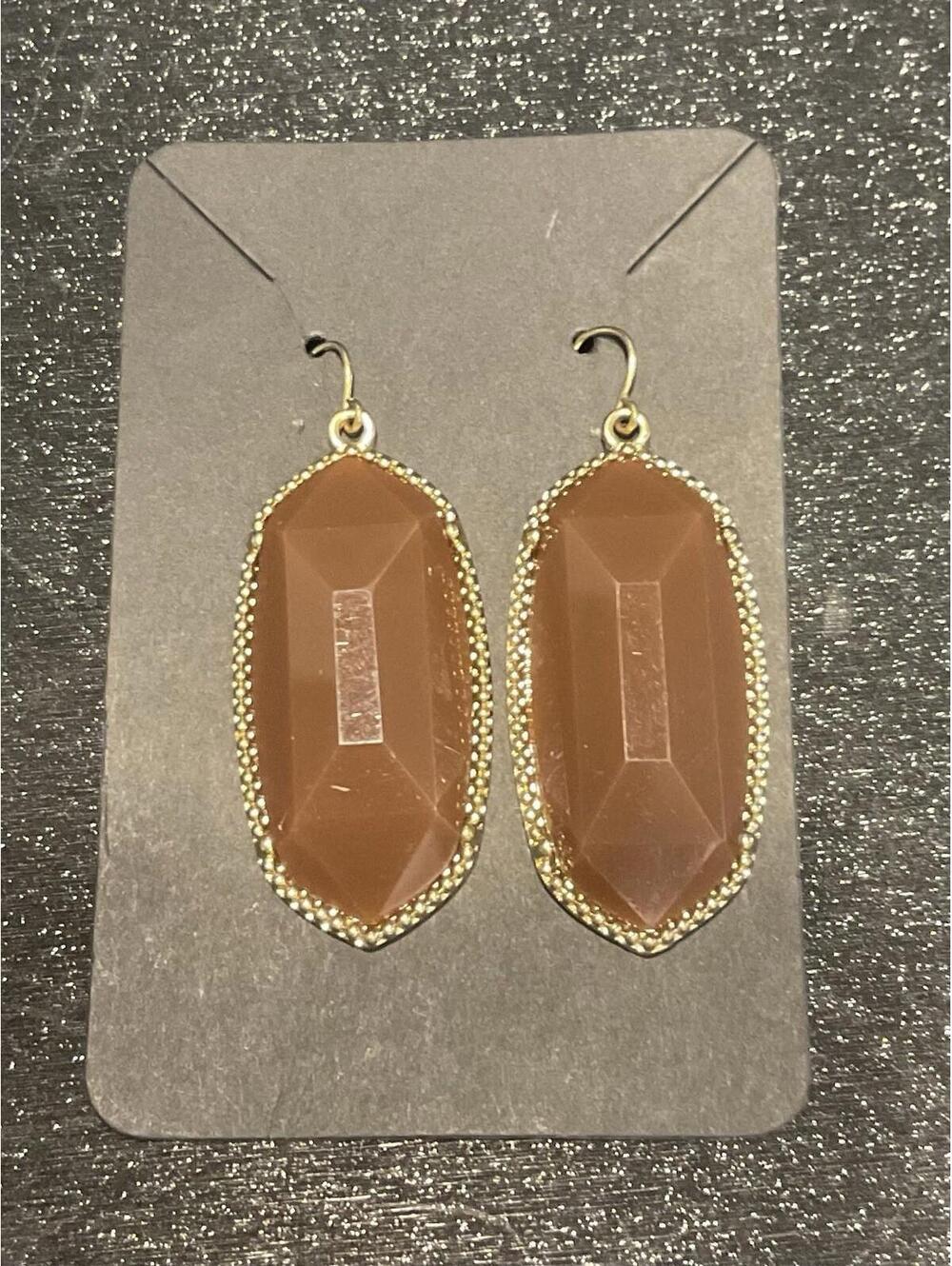 Alle Brown & Gold Tone Dangle Earrings NWOT #352